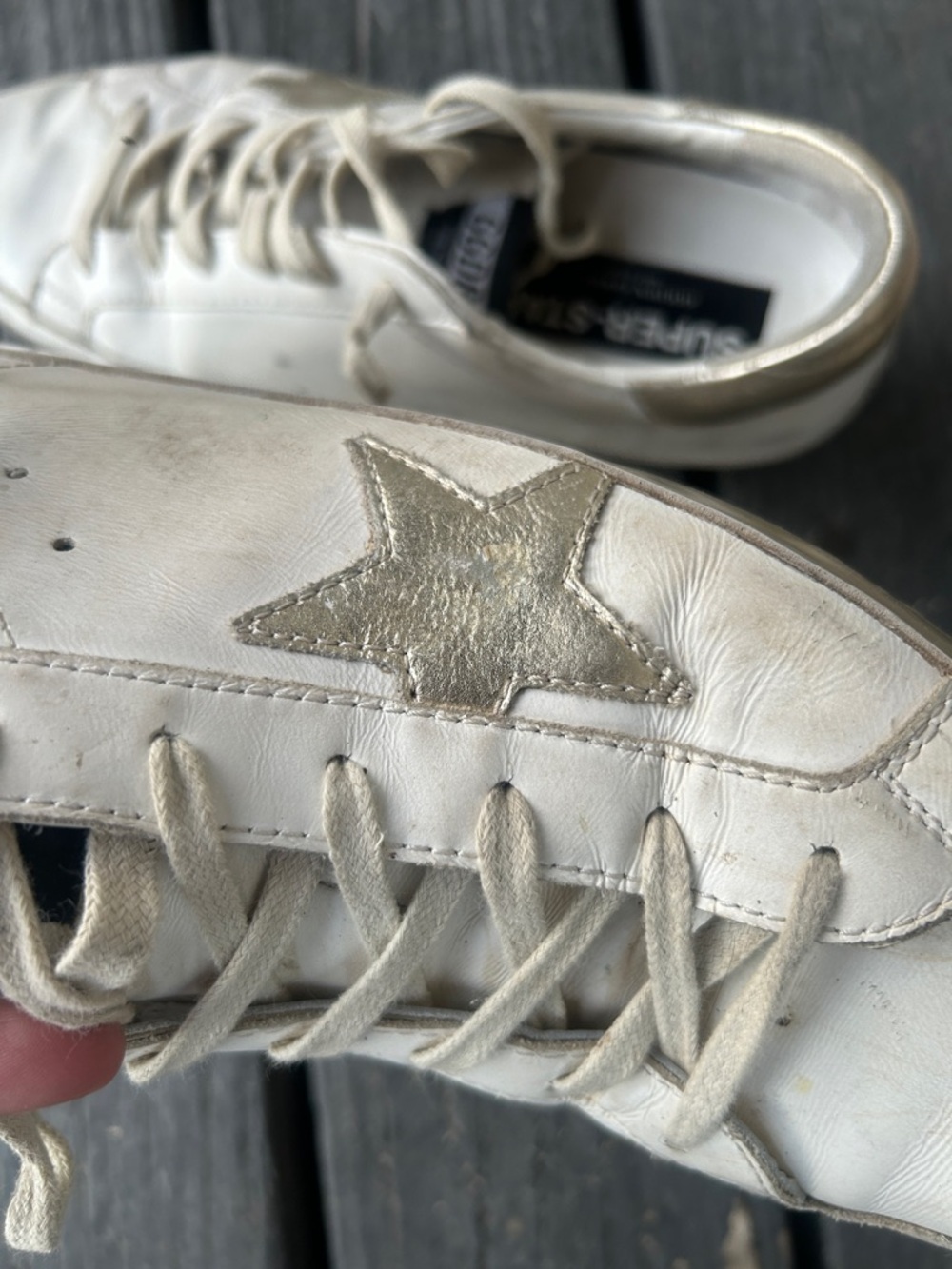 Golden Goose White Leather Super Star Sneakers - Picture 7 of 7